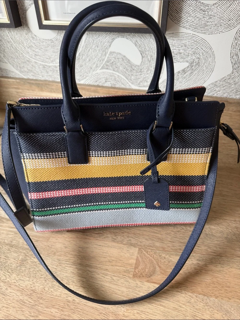 Kate Spade ♠️ Jackson Medium Boardwalk Stripe w/Crossbody Strap